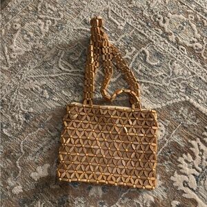 Wood bead crafted purse